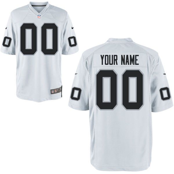 Youth Oakland Raiders Custom White Game NFL Jersey->customized soccer jersey->Custom Jersey
